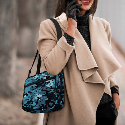 Blue And Black Digital Camo Print Double Strap Bible Bag