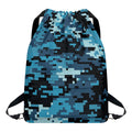 Blue And Black Digital Camo Print Drawstring Backpack