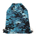 Blue And Black Digital Camo Print Drawstring Bag