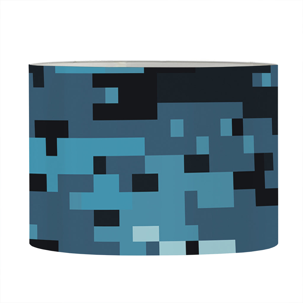 Blue And Black Digital Camo Print Drum Lamp Shade