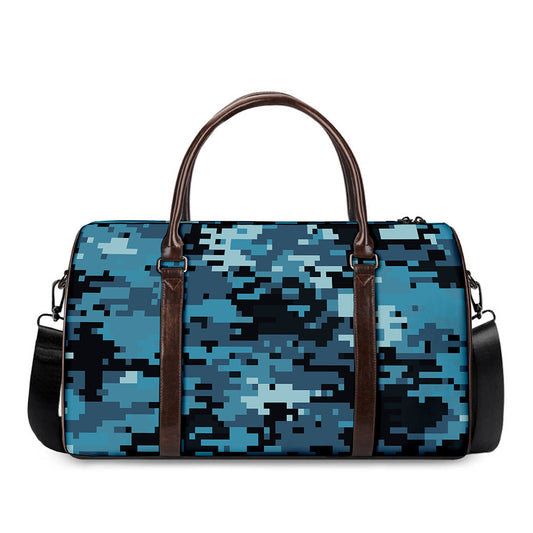 Blue And Black Digital Camo Print Duffle Bag