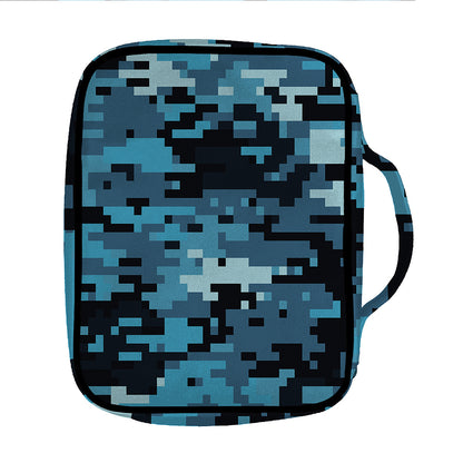 Blue And Black Digital Camo Print Front Pocket Bible Bag