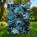 Blue And Black Digital Camo Print Garden Flag