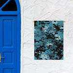 Blue And Black Digital Camo Print Garden Flag