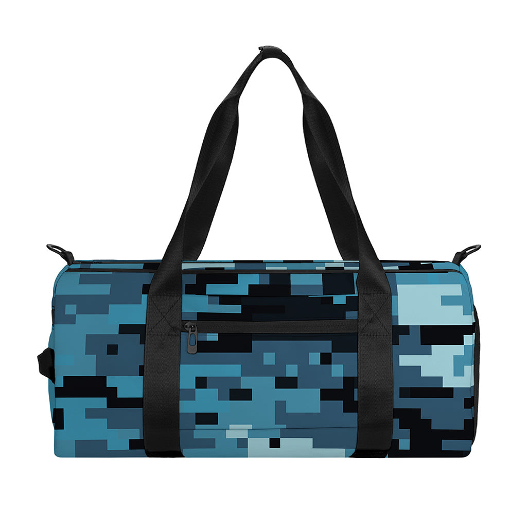 Blue And Black Digital Camo Print Gym Bag