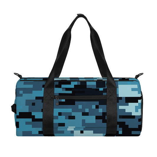 Blue And Black Digital Camo Print Gym Bag