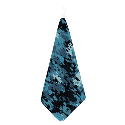 Blue And Black Digital Camo Print Hand Towel