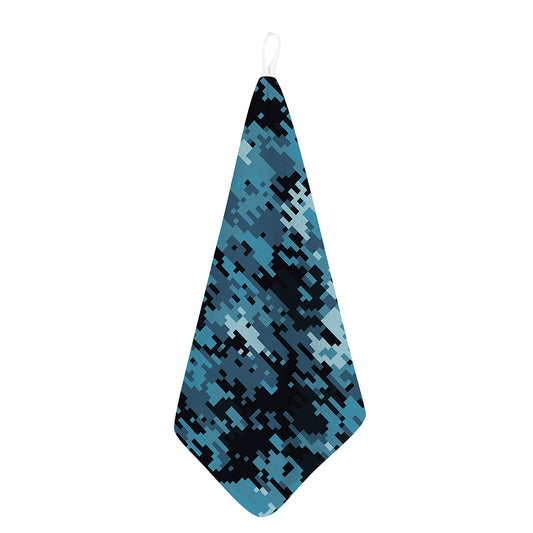 Blue And Black Digital Camo Print Hand Towel