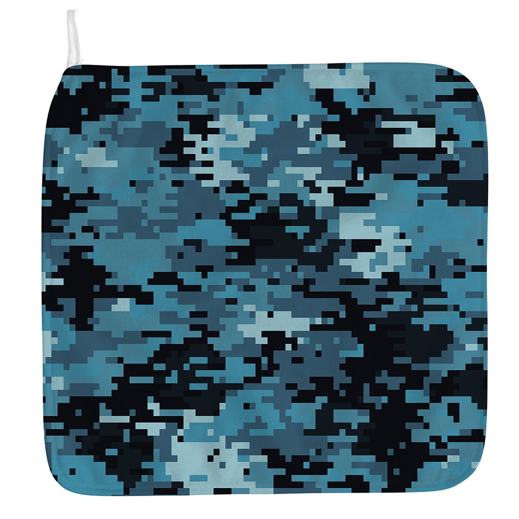 Blue And Black Digital Camo Print Hand Towel