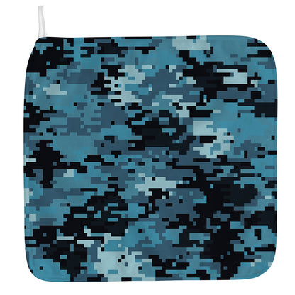 Blue And Black Digital Camo Print Hand Towel