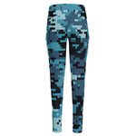 Blue And Black Digital Camo Print High-Waisted Pocket Leggings