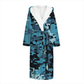 Blue And Black Digital Camo Print Hooded Bathrobe
