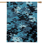 Blue And Black Digital Camo Print House Flag