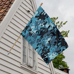 Blue And Black Digital Camo Print House Flag