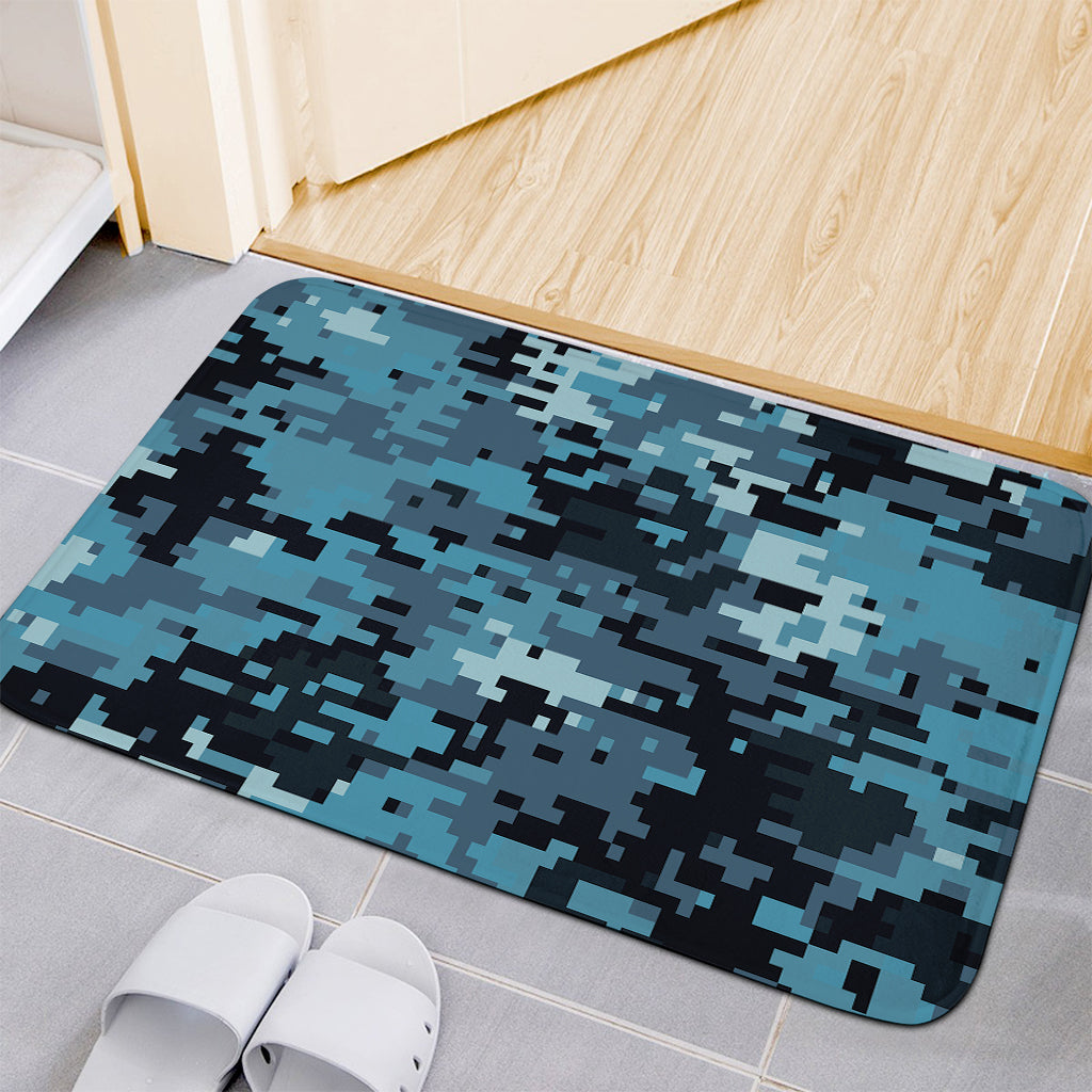 Blue And Black Digital Camo Print Indoor Door Mat