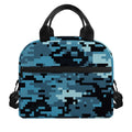 Blue And Black Digital Camo Print Insulated Lunch Bag