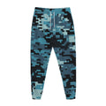 Blue And Black Digital Camo Print Jogger Pants