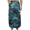Blue And Black Digital Camo Print Lantern Pants