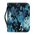 Blue And Black Digital Camo Print Leather Bible Cover
