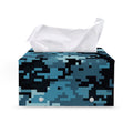 Blue And Black Digital Camo Print Leather Tissue Box Cover