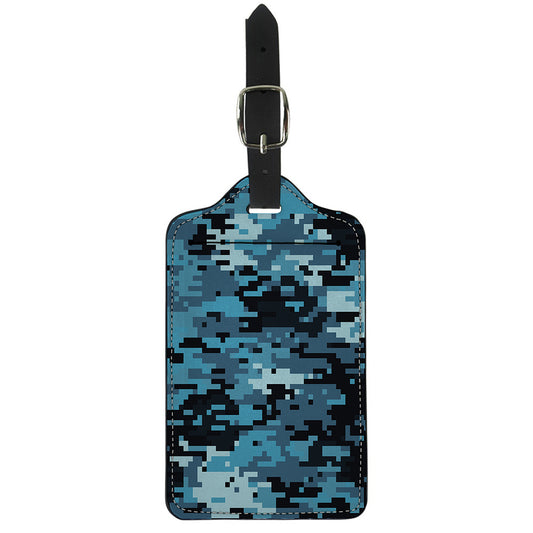 Blue And Black Digital Camo Print Luggage Tag