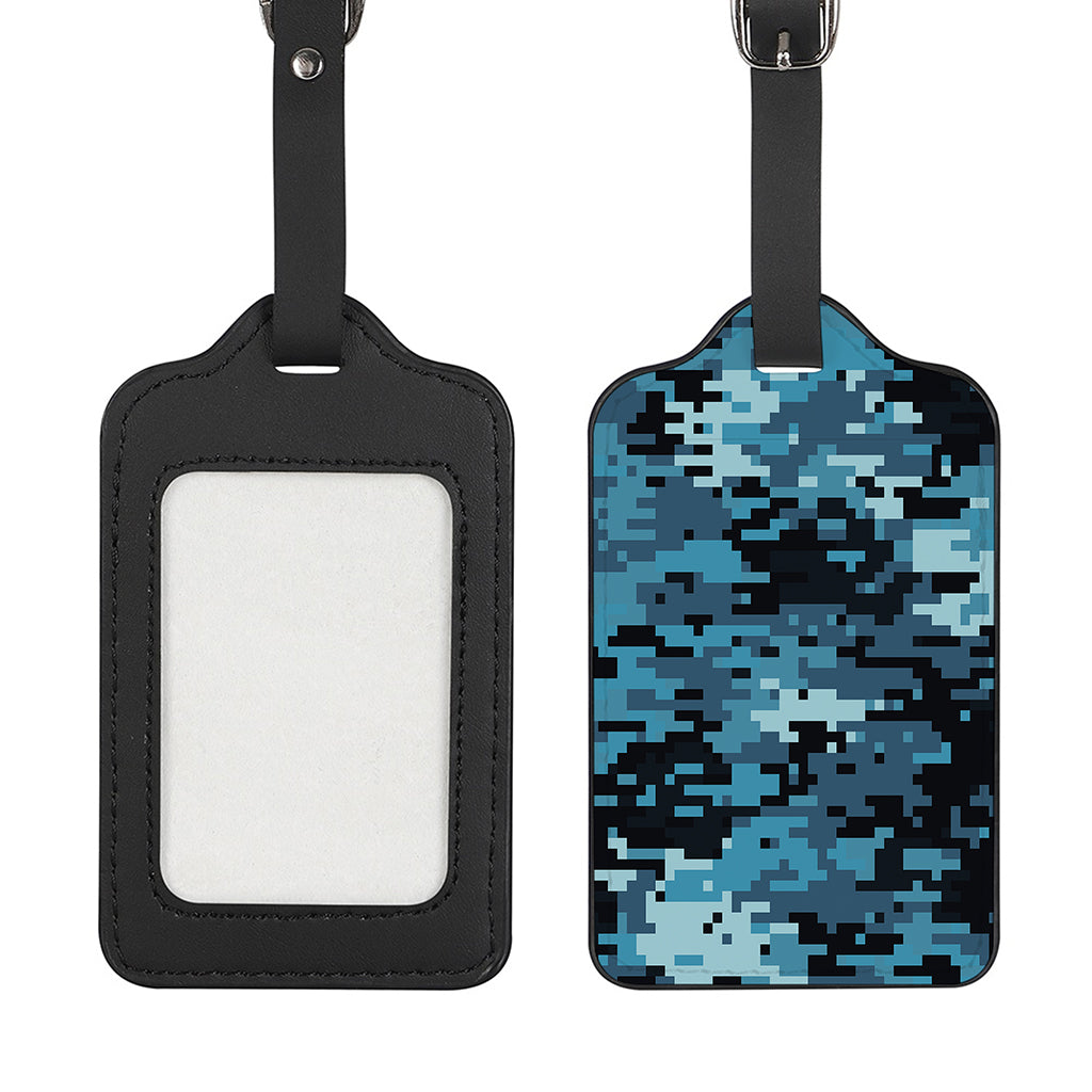 Blue And Black Digital Camo Print Luggage Tag