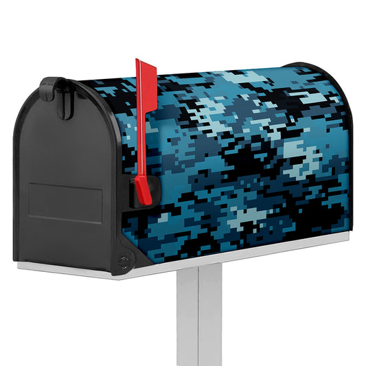 Blue And Black Digital Camo Print Mailbox Cover