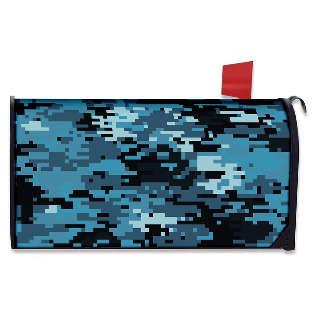 Blue And Black Digital Camo Print Mailbox Cover