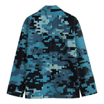 Blue And Black Digital Camo Print Men's Blazer