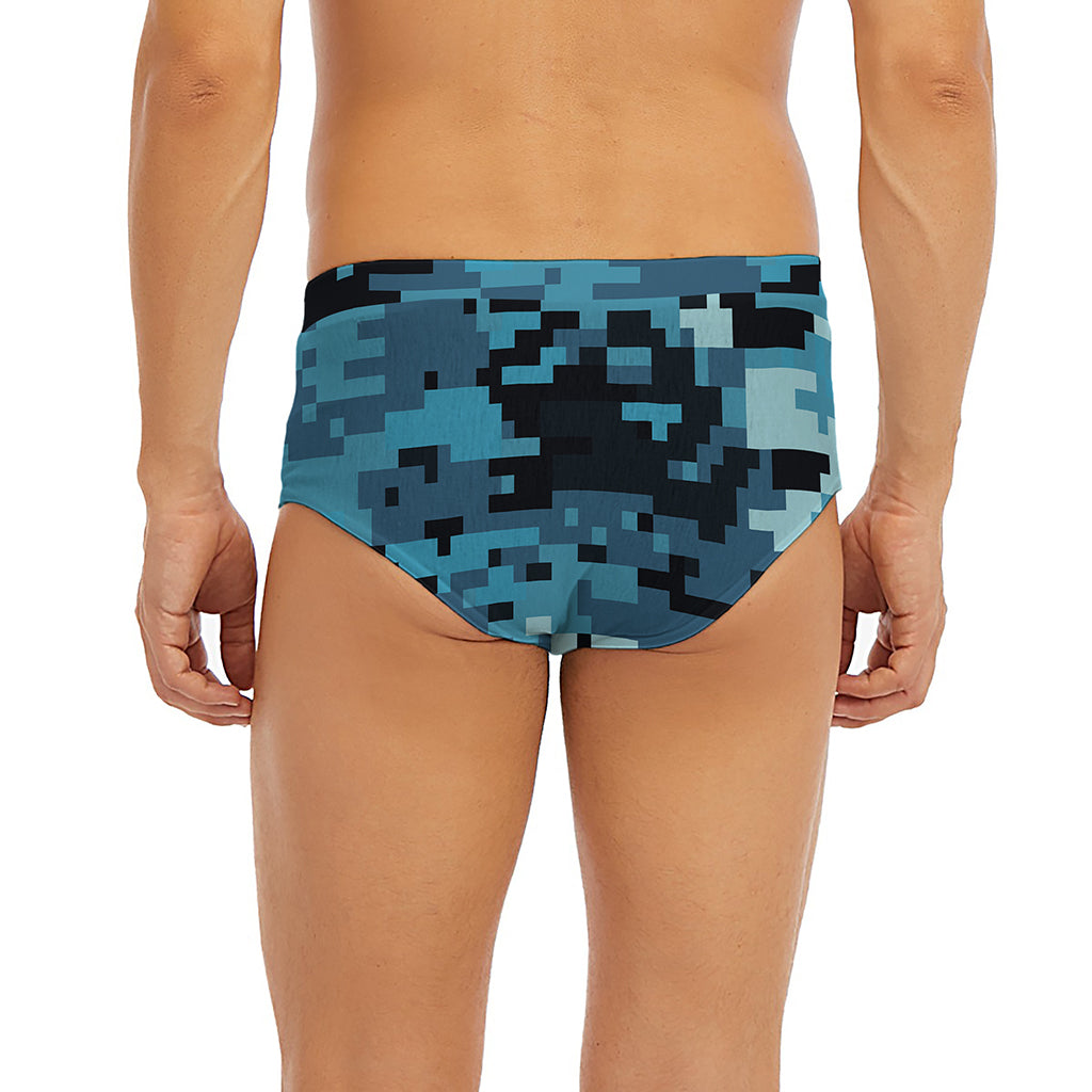 Blue And Black Digital Camo Print Men's Briefs