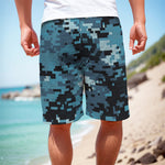 Blue And Black Digital Camo Print Men's Cargo Shorts