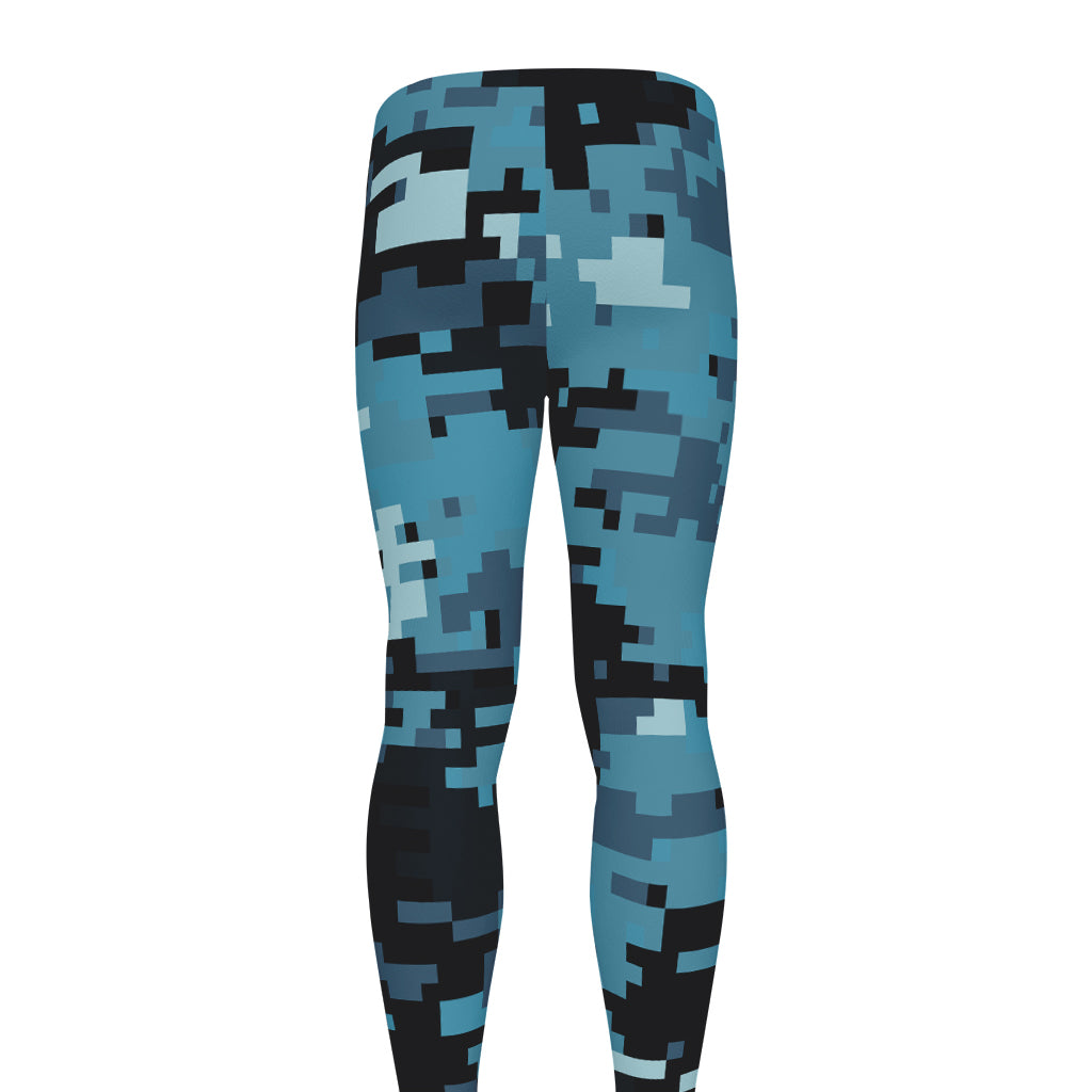 Blue And Black Digital Camo Print Men's leggings