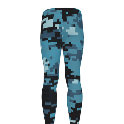 Blue And Black Digital Camo Print Men's leggings
