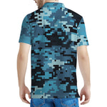 Blue And Black Digital Camo Print Men's Polo Shirt