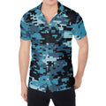 Blue And Black Digital Camo Print Men's Shirt