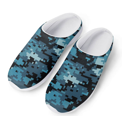 Blue And Black Digital Camo Print Mesh Casual Shoes