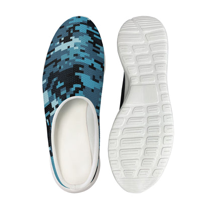Blue And Black Digital Camo Print Mesh Casual Shoes
