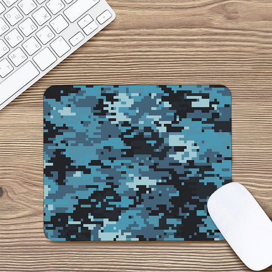Blue And Black Digital Camo Print Mouse Pad