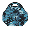Blue And Black Digital Camo Print Neoprene Lunch Bag