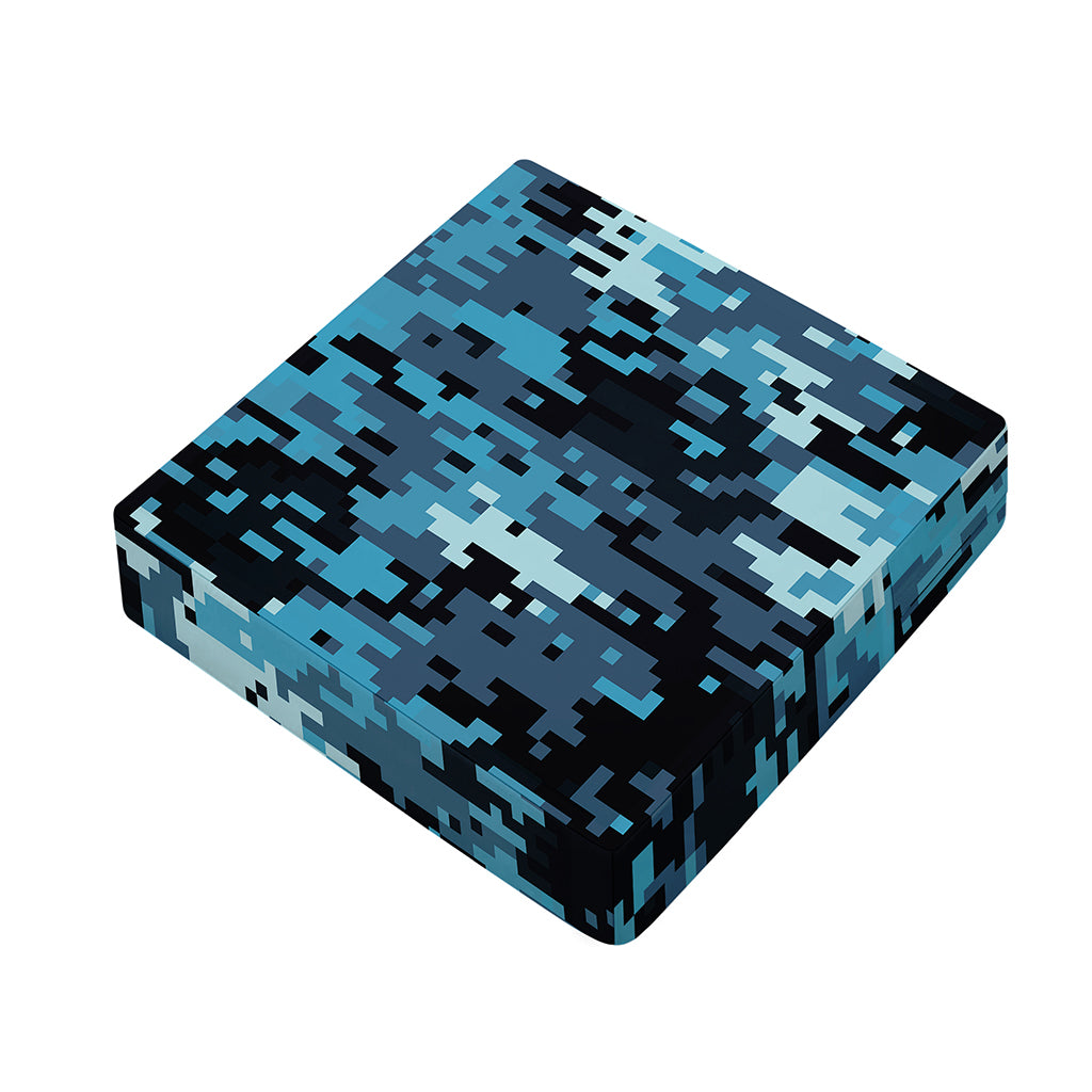 Blue And Black Digital Camo Print Outdoor Seat Cushion Cover
