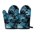 Blue And Black Digital Camo Print Oven Mitts