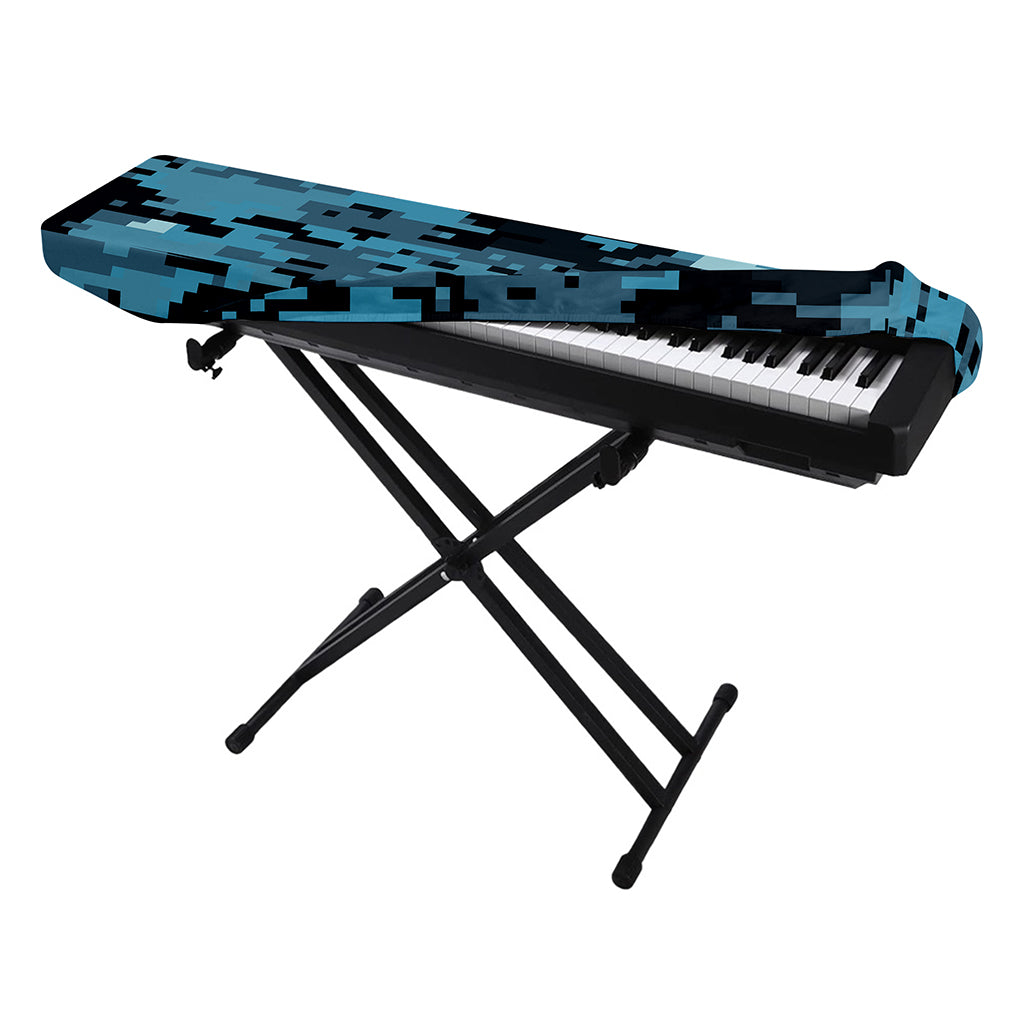 Blue And Black Digital Camo Print Piano Keyboard Cover