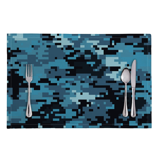 Blue And Black Digital Camo Print Placemat