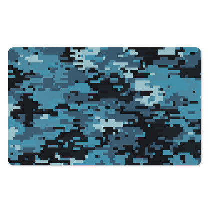 Blue And Black Digital Camo Print Polyester Doormat