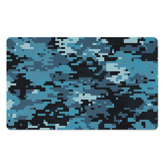 Blue And Black Digital Camo Print Polyester Doormat
