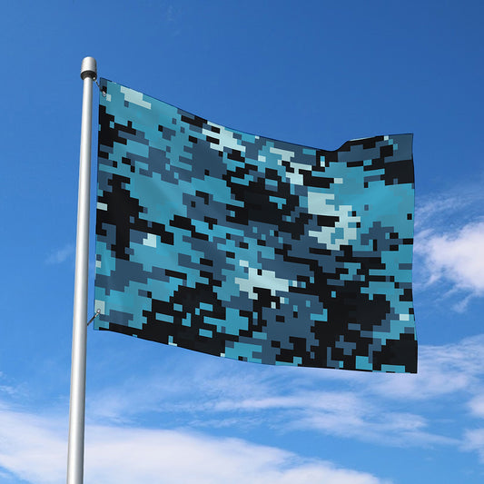 Blue And Black Digital Camo Print Polyester Flag