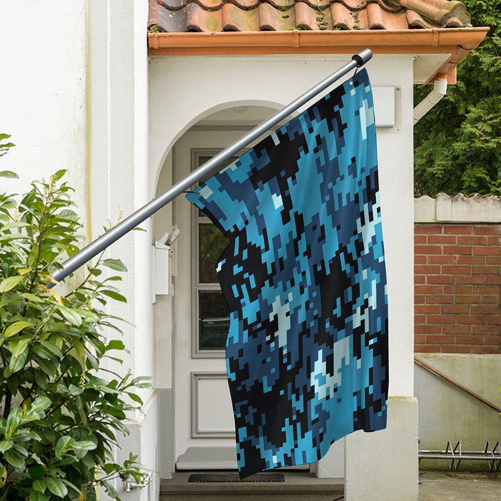 Blue And Black Digital Camo Print Polyester Flag