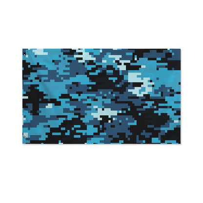 Blue And Black Digital Camo Print Polyester Flag