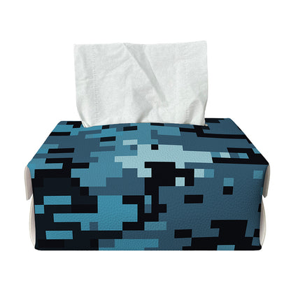 Blue And Black Digital Camo Print Rectangle Tissue Box Cover