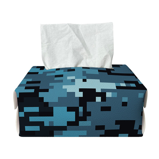 Blue And Black Digital Camo Print Rectangle Tissue Box Cover